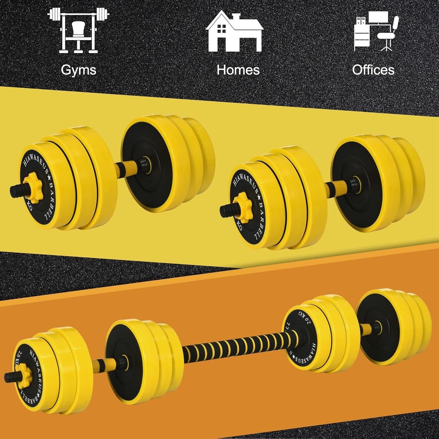 30KG Adjustable Dumbbell Barbell Set 3 in 1 Home Gym Weights