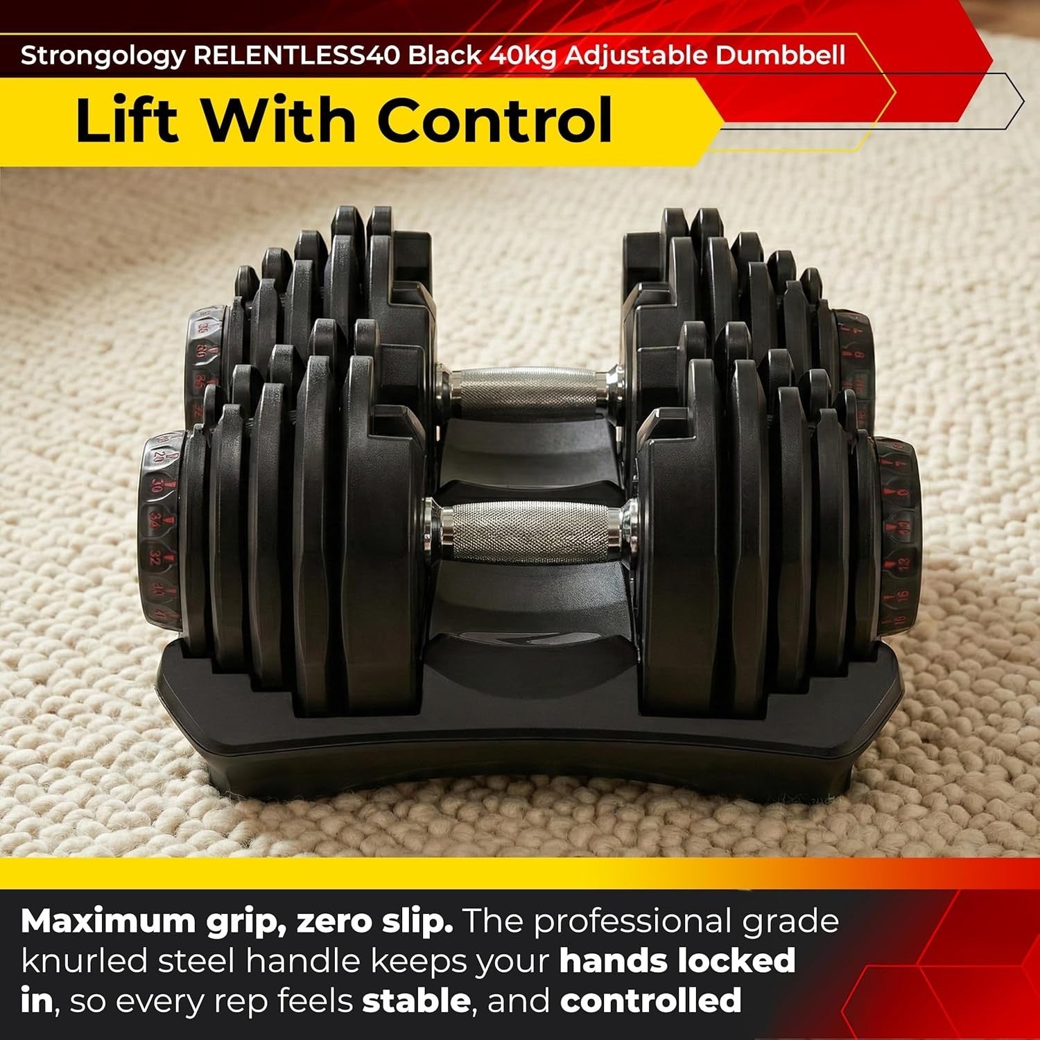 Smart Adjustable Dumbbell 5–40KG Quick Change Space Saving Home Gym Weight