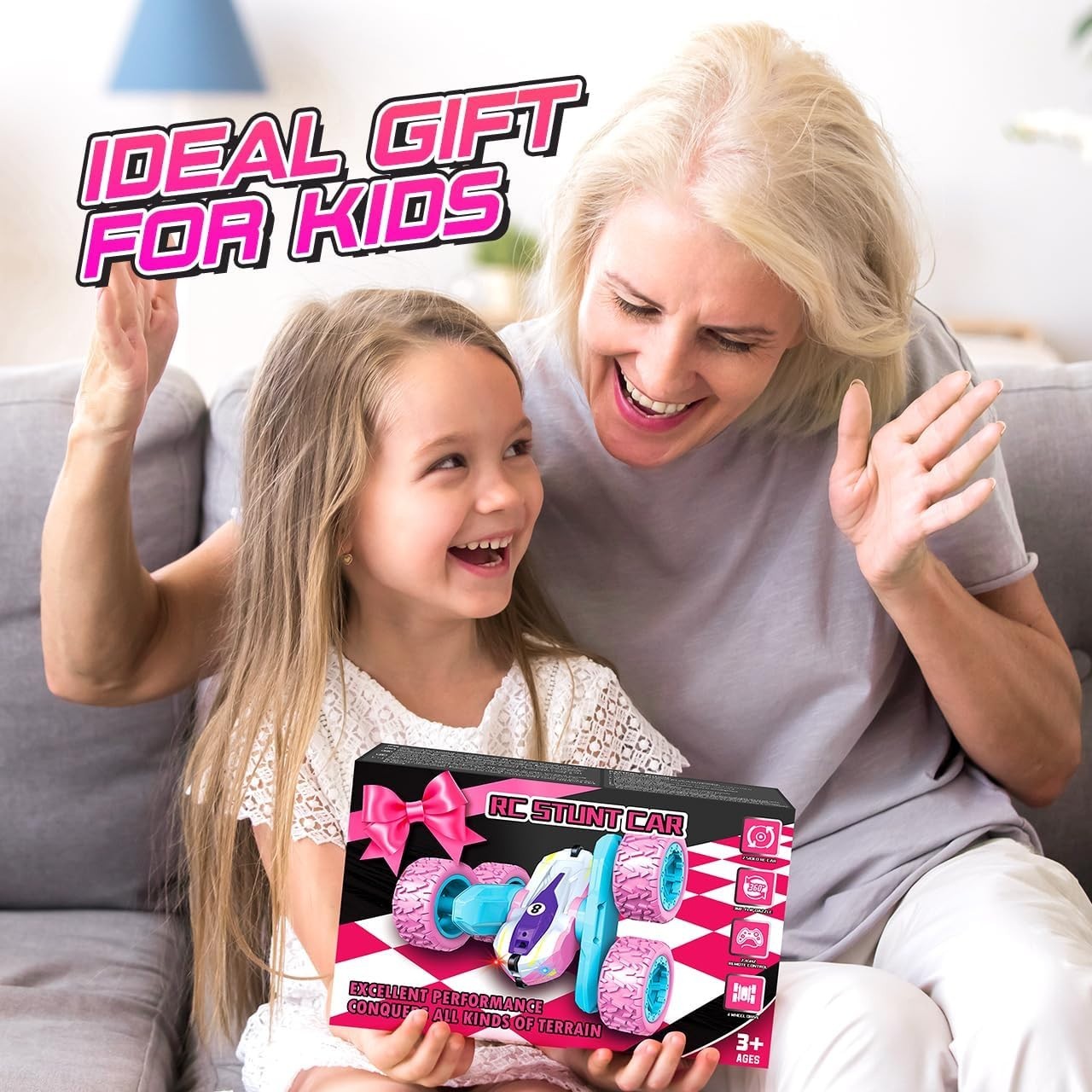 Pink 360° Flip RC Car for Girls 3–8 – Rechargeable Stunt Toy, Gift Idea