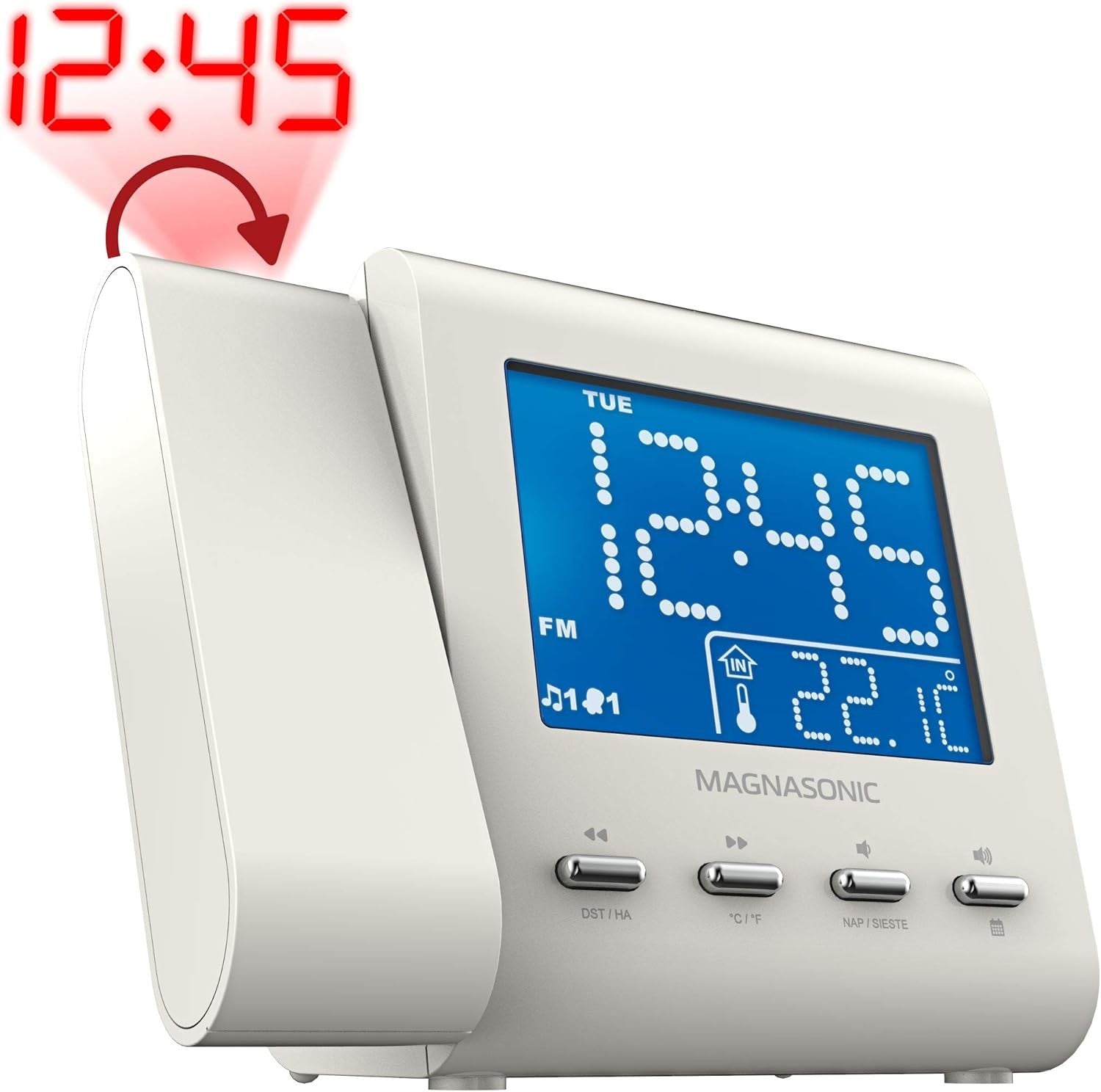 Projection Alarm Clock AM FM Radio Dual Alarm Temperature Display Backup
