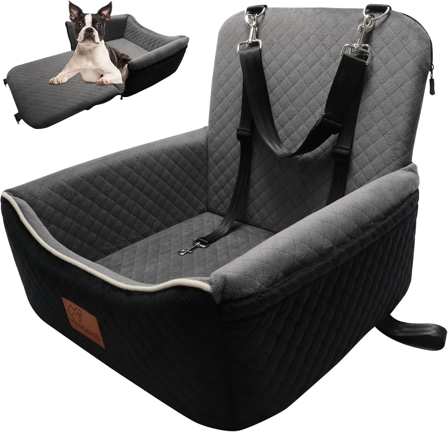 2 in 1 Dog Car Seat Booster Bed Travel Cushion Small Medium Dogs