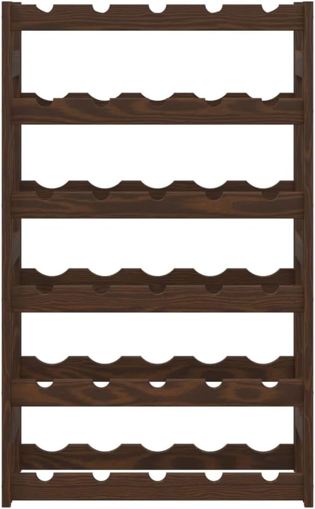 Solid Wood Wine Rack for 30 Bottles | Brown Pine Floor Standing Storage Shelf