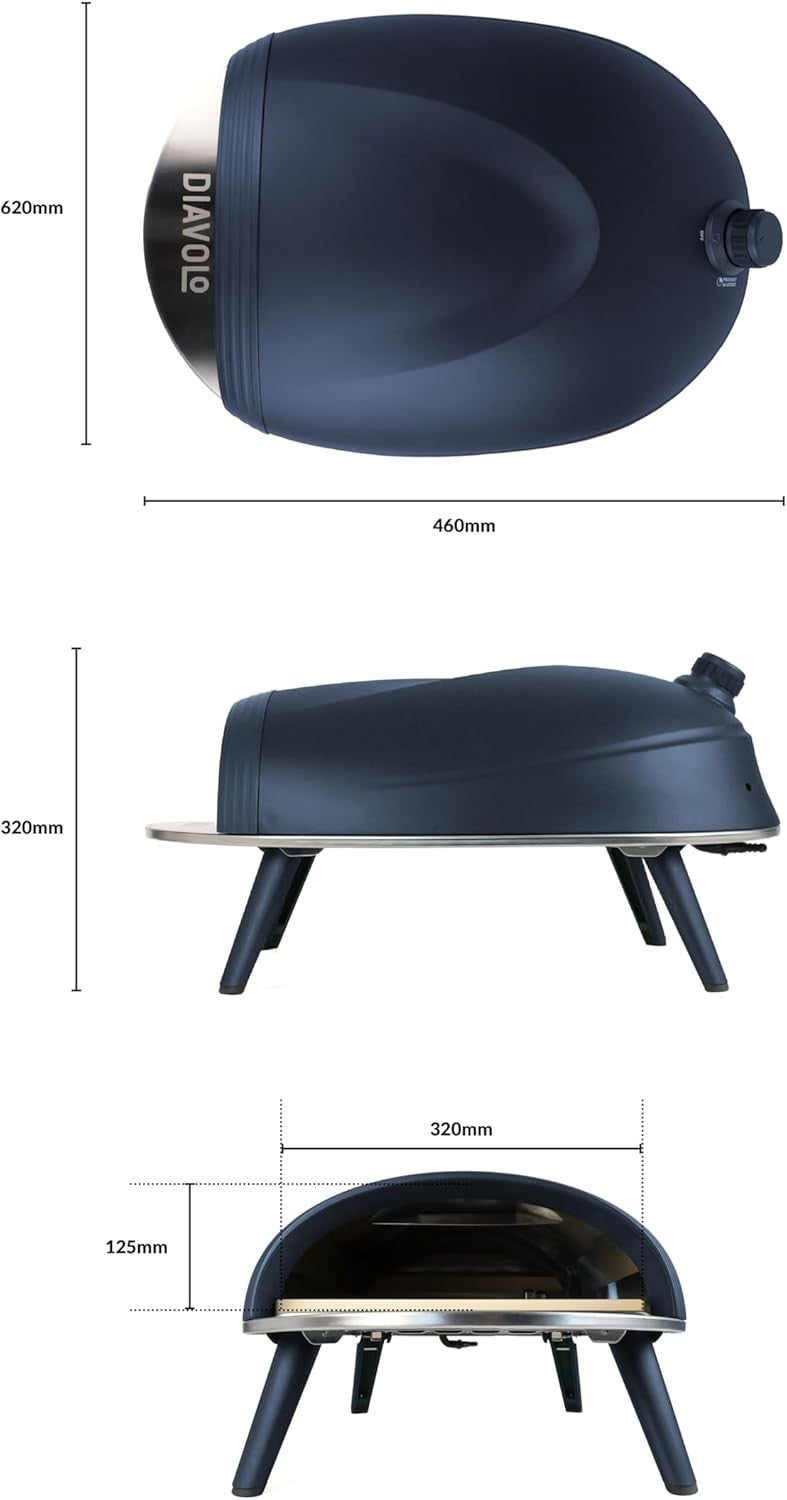 DeliVita Diavolo Gas-Fired Portable Pizza Oven – Powered by Propane, Butane or C