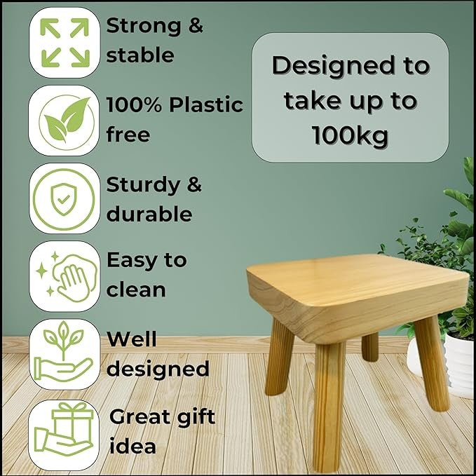 Small Wooden Plant Stand Stool Rustic Side Table Indoor Flower Pot Holder