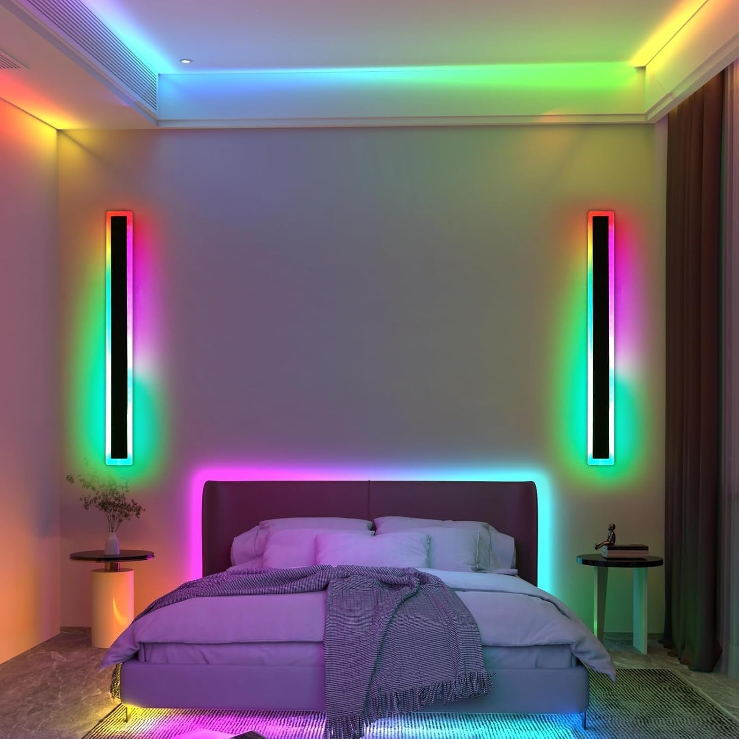 RGB Outdoor Wall Lights 2Pack 120CM LED Color Changing Dimmable