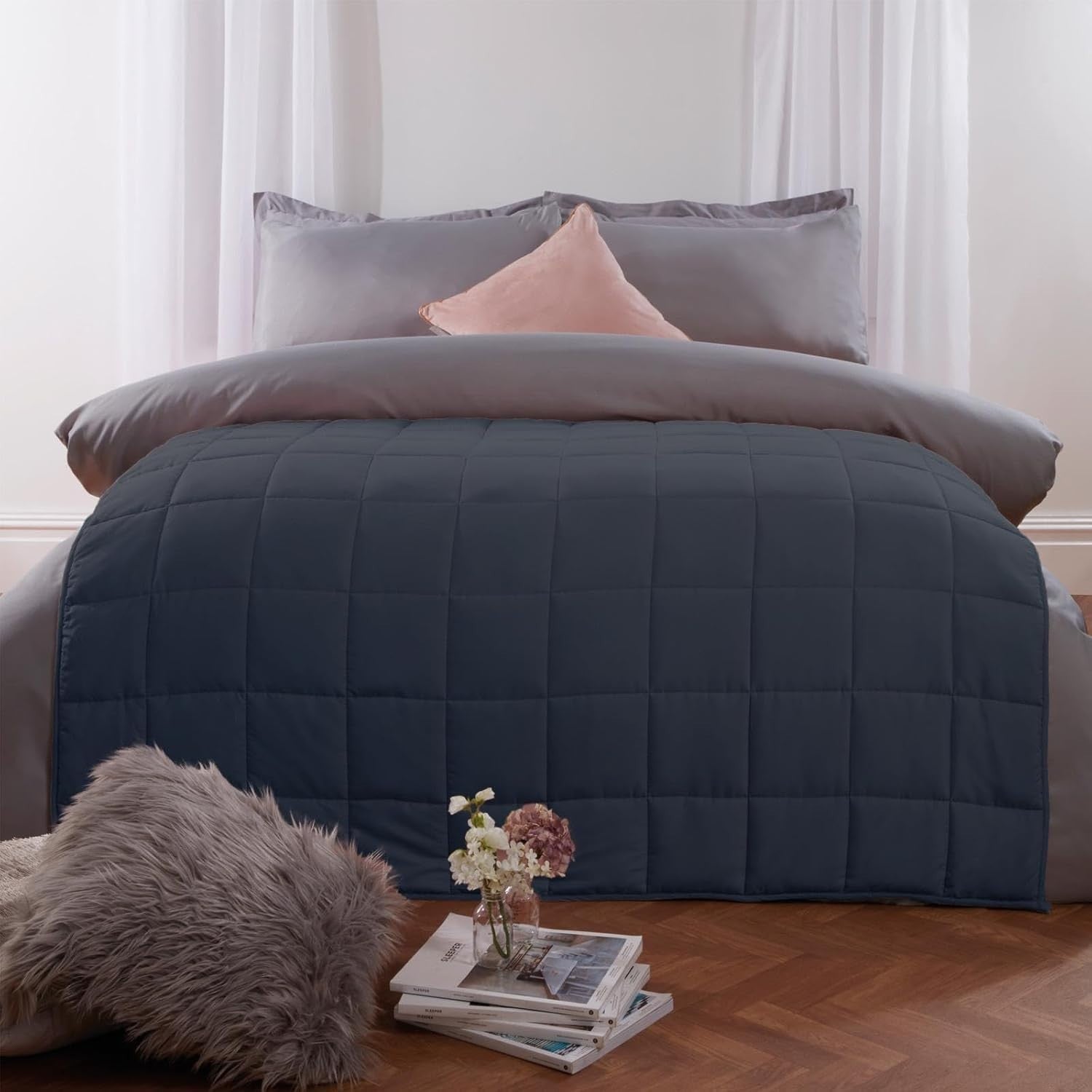 Weighted Blanket Adults Navy Blue 6kg 125x180cm Calming Sleep Aid