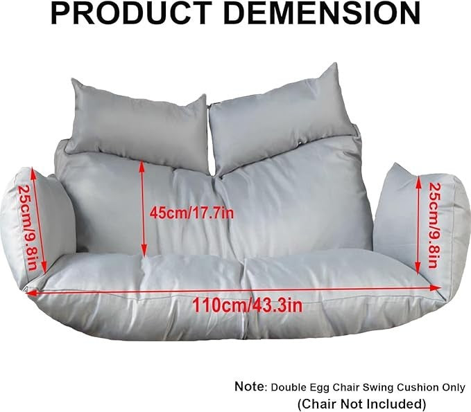 Waterproof 2 Seater Egg Chair Cushion Thick Cotton Swing Pad Outdoor Garden