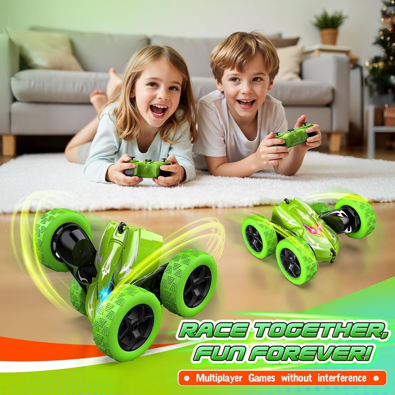 4WD RC Stunt Car 15KM/H Fast USB Rechargeable LED Toy for Boys Age 3–9