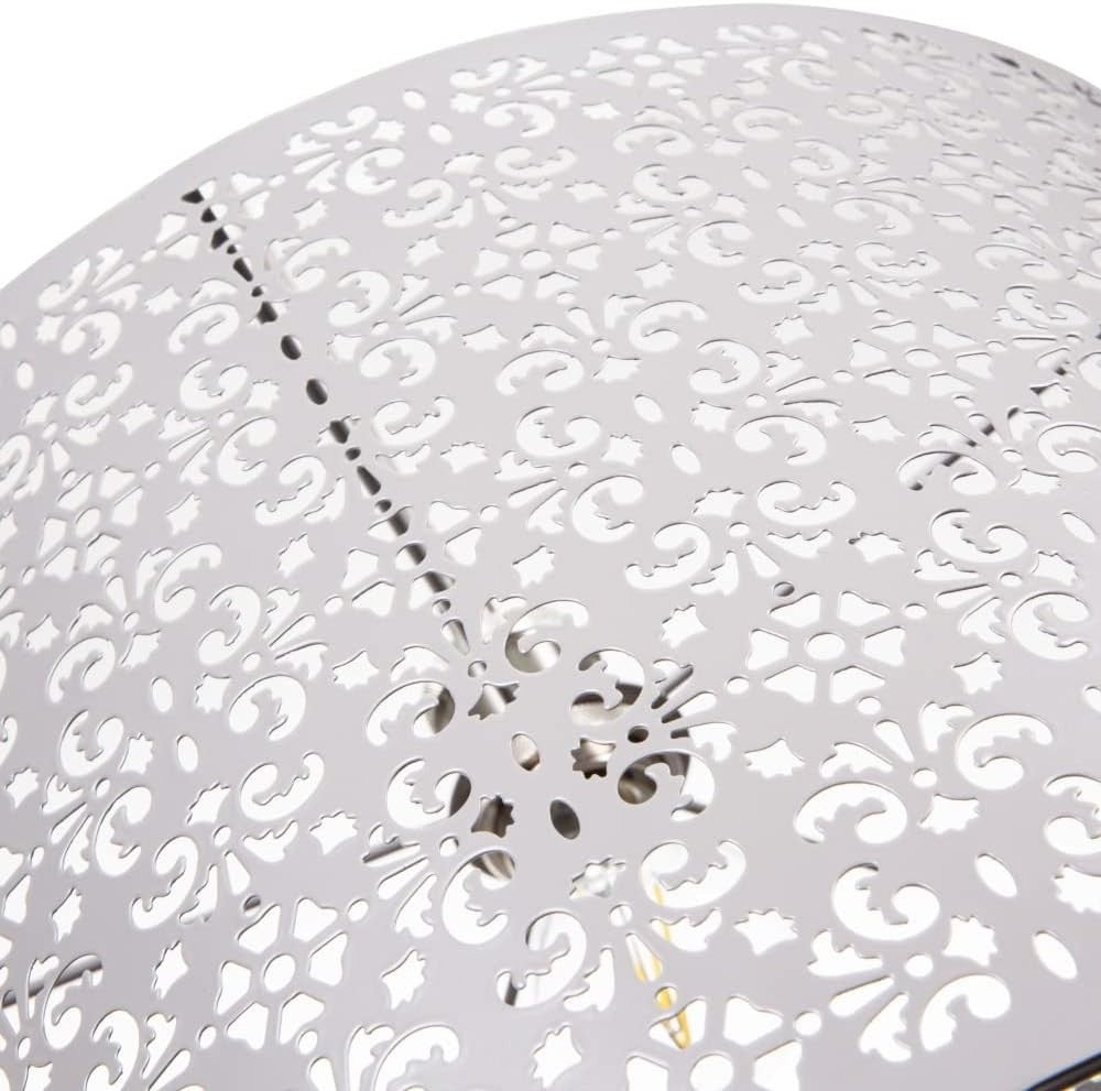 Moroccan Matt Grey Metal Floral Pendant Light Shade 40cm Ceiling Decor