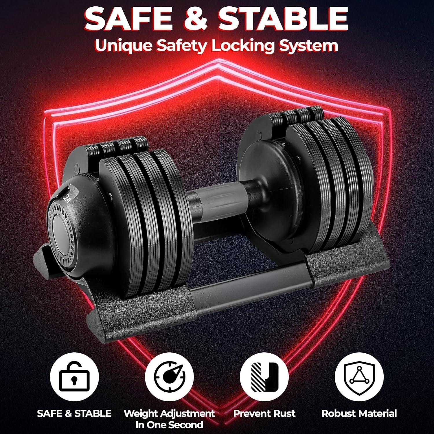 24kg Adjustable Dumbbell Single 5-in-1 Quick Change Non-Slip Home Gym