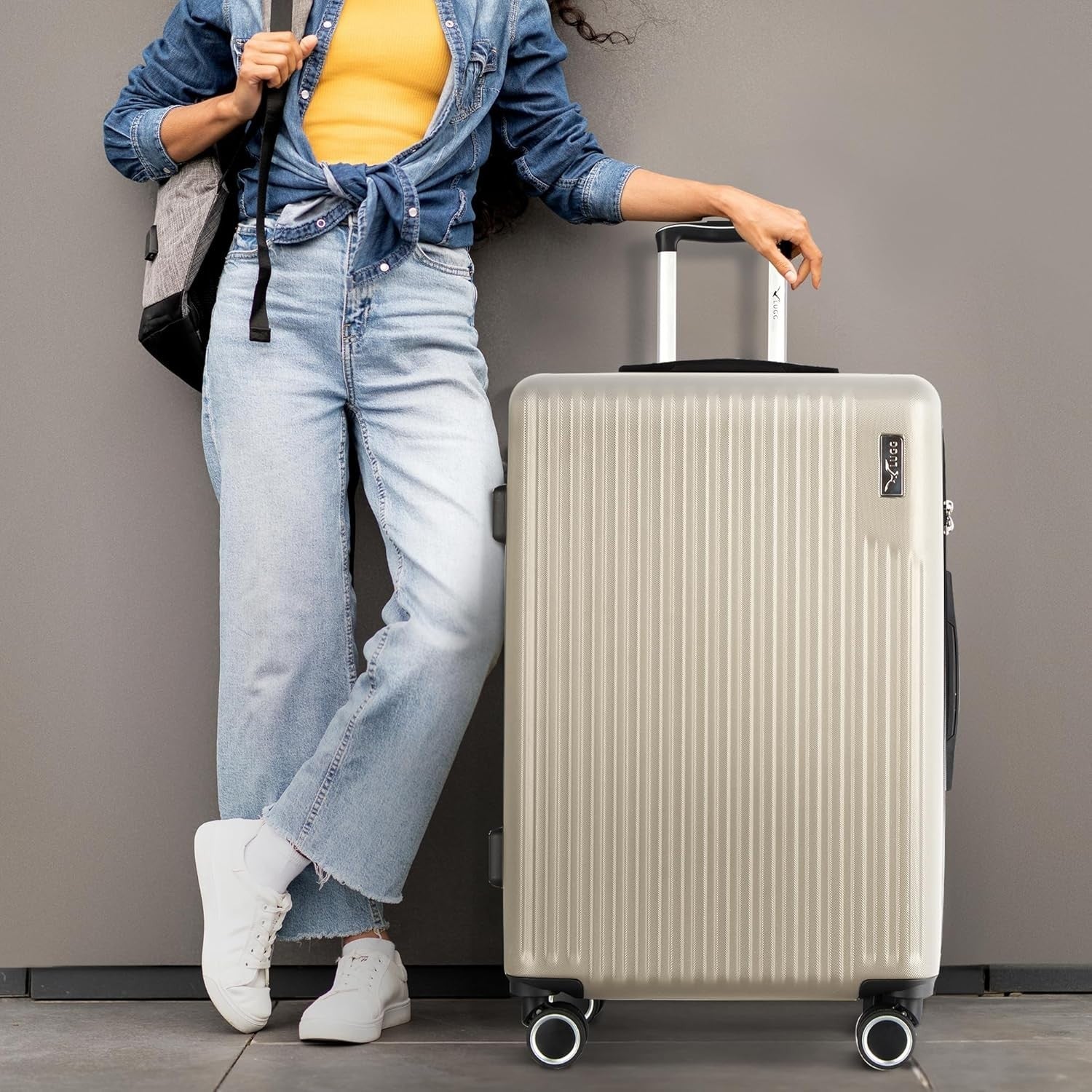 28in Heavy Duty Check In Suitcase ABS Hard Shell TSA Lock 4 Wheel Spinner
