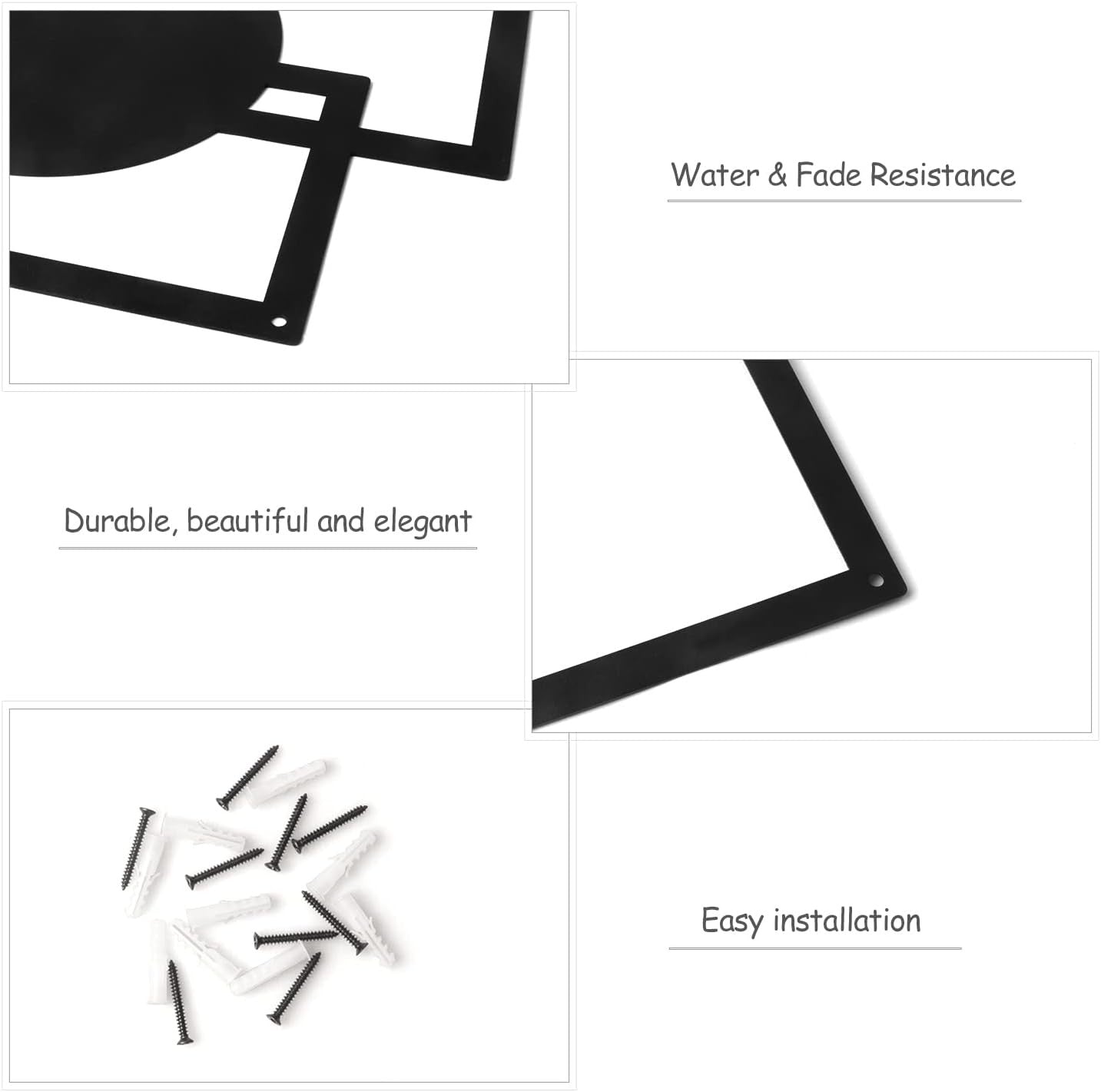 2 Piece Black Metal Wall Art Set Modern Geometric Minimalist Decor