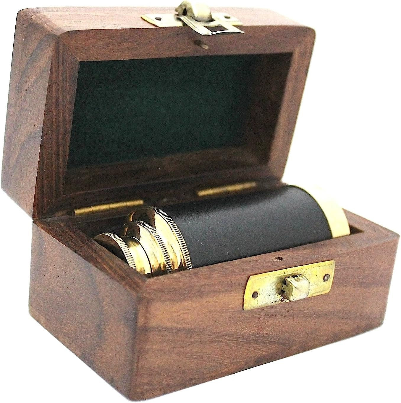 6" Brass Pocket Telescope with Wooden Box – Vintage Mini Scope