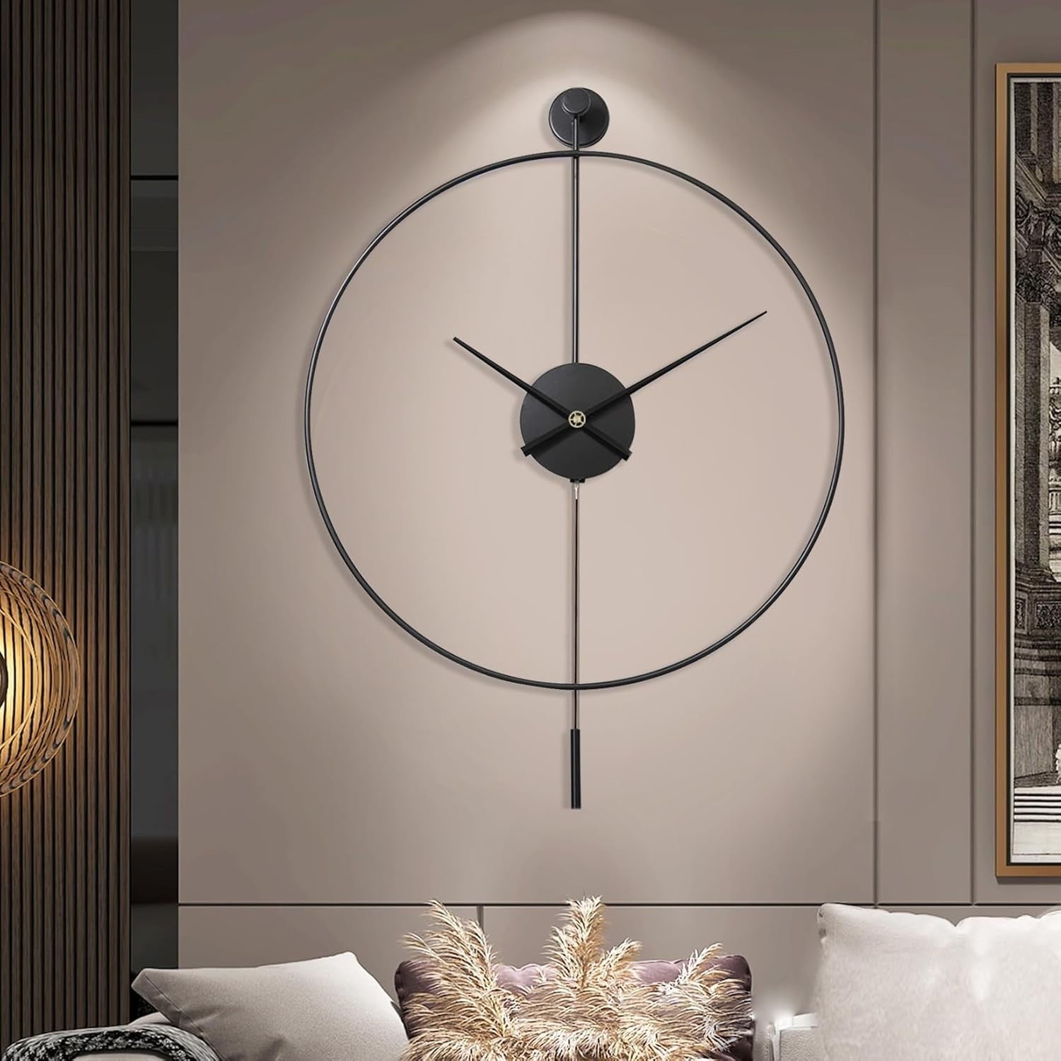 Large Modern Silent Wall Clock Metal Pendulum 20” Decor Lounge Office (S)