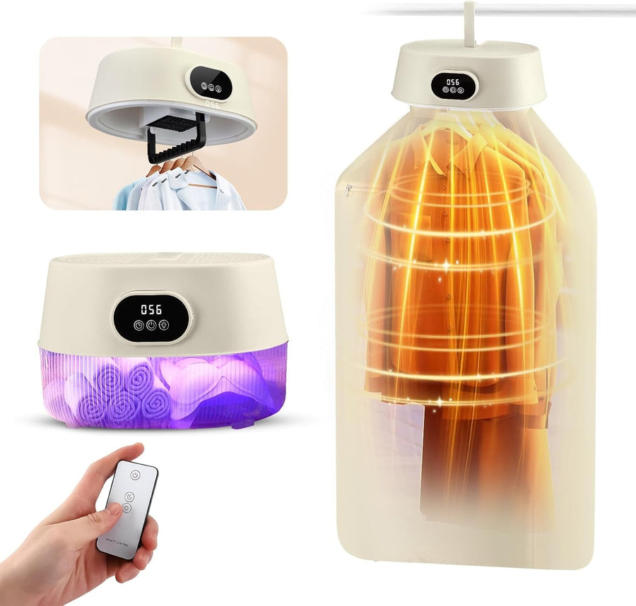 600W Portable Electric Clothes Dryer UV Heated Airer Hanging Mini Indoor