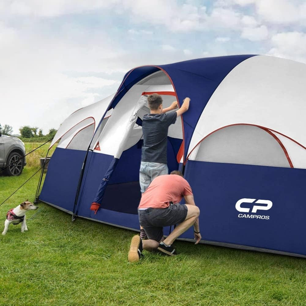 8 Person Camping Tent Waterproof Family Dome w/ 5 Windows