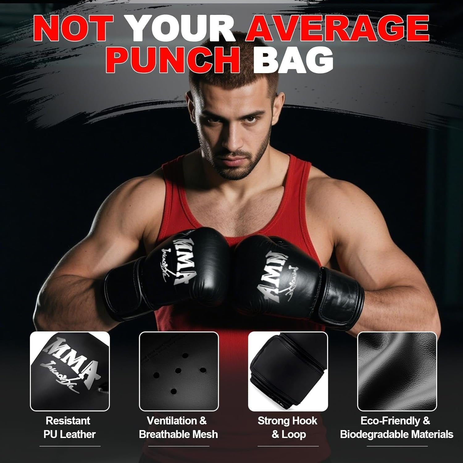 4ft Boxing Punch Bag Set Unfilled MMA Kickboxing Training Kit