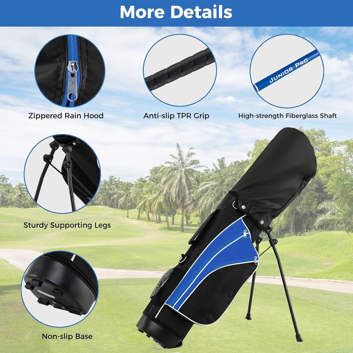 Kids Right Hand Golf Club Set Age 8–10 Fairway Irons Putter Stand Bag