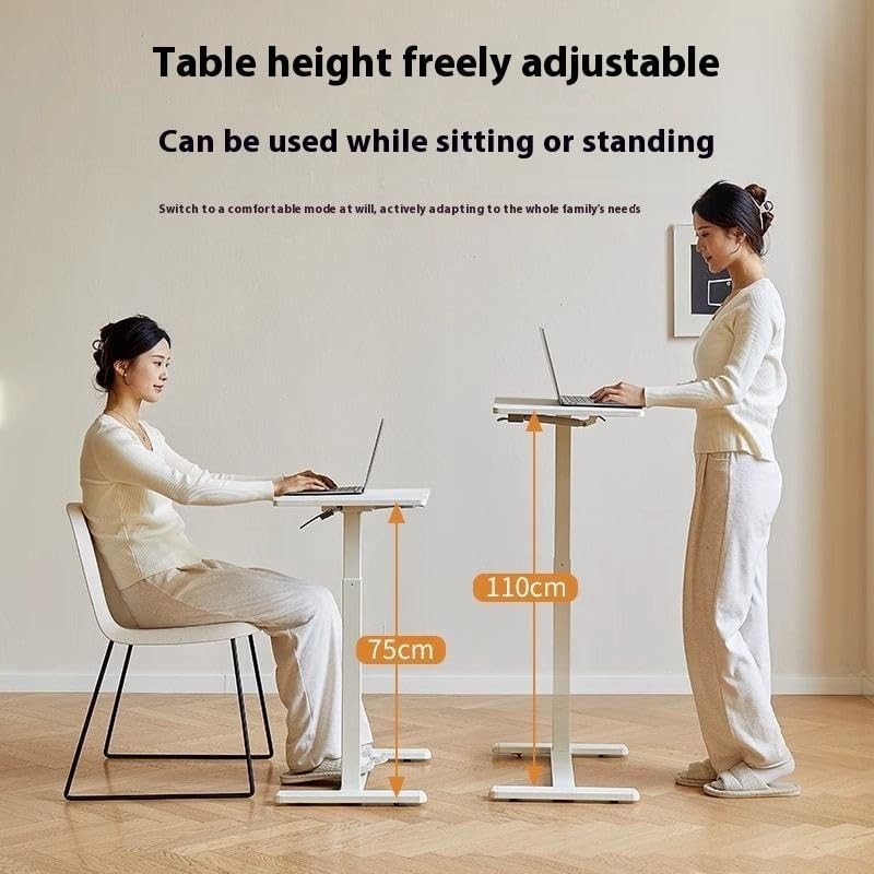 Height Adjustable Overbed Table Pneumatic Lift Split Top Laptop Desk White