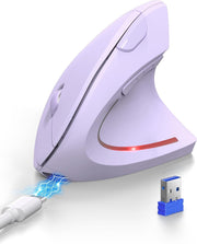 Purple Vertical Ergonomic Mouse Bluetooth Rechargeable 4800 DPI