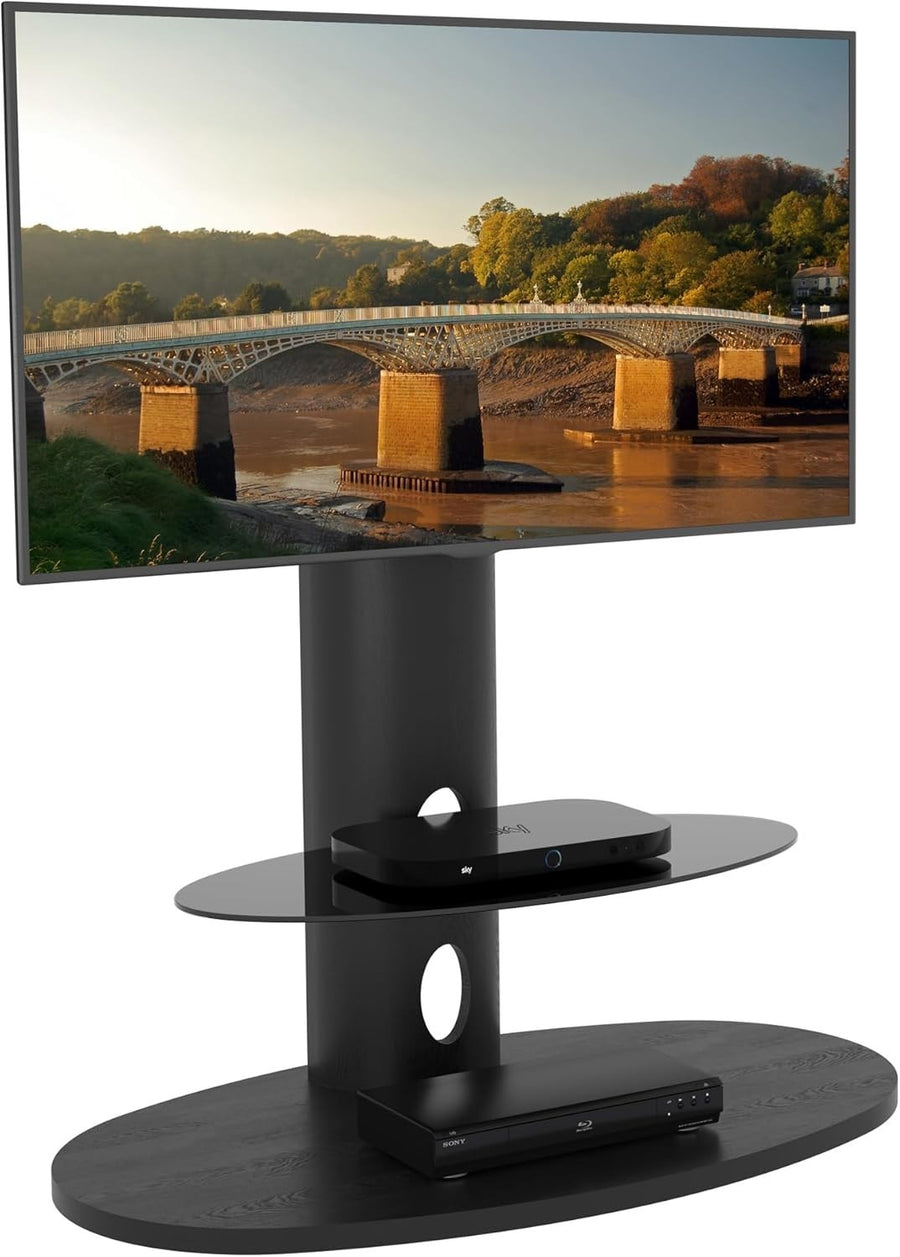 TV Stand for 65 Inch Screen | Swivel Height Adjustable Wood Base Unit
