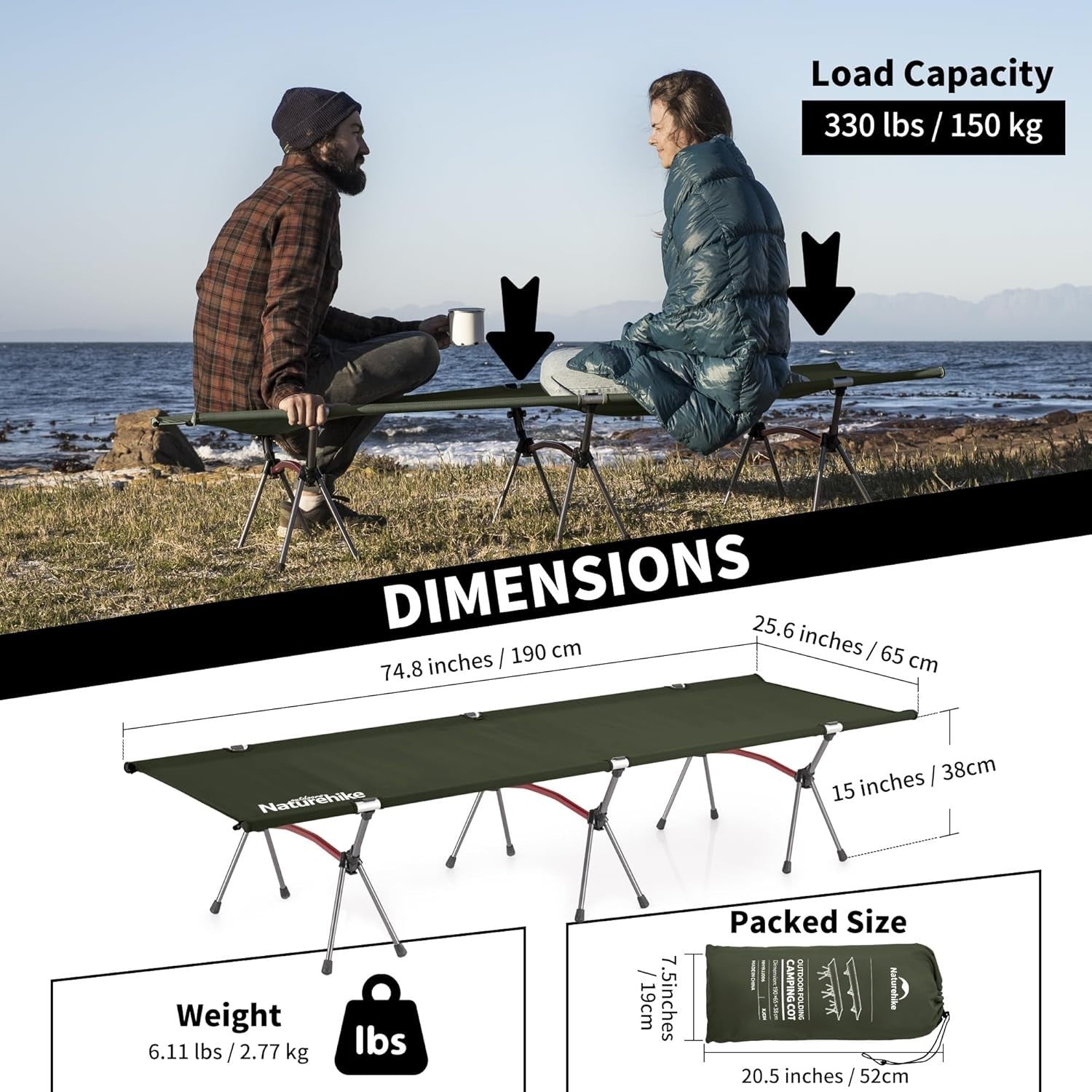 Lightweight Bamboo Folding Picnic Table with Adjustable Height – 80kg Load Capac