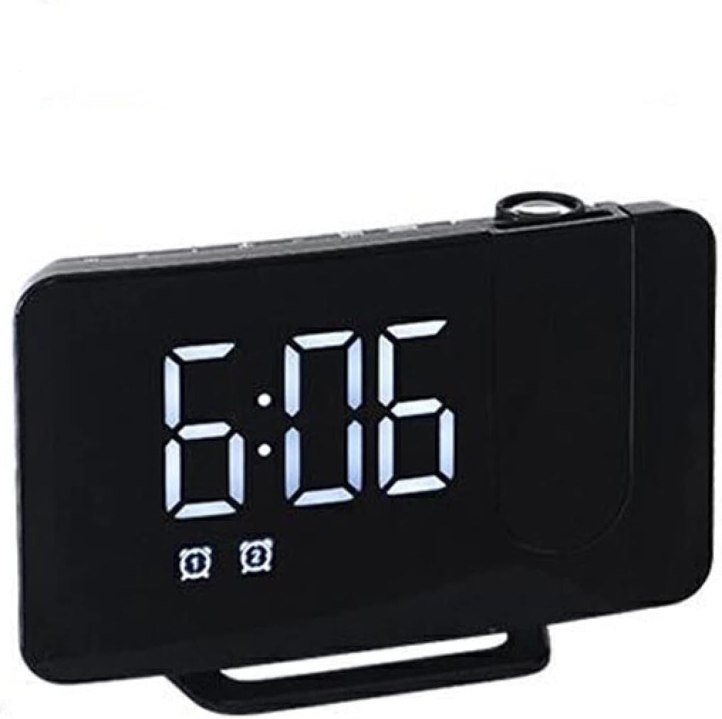 Projection Alarm Clock LED Digital FM Radio Snooze USB Desk Clock White