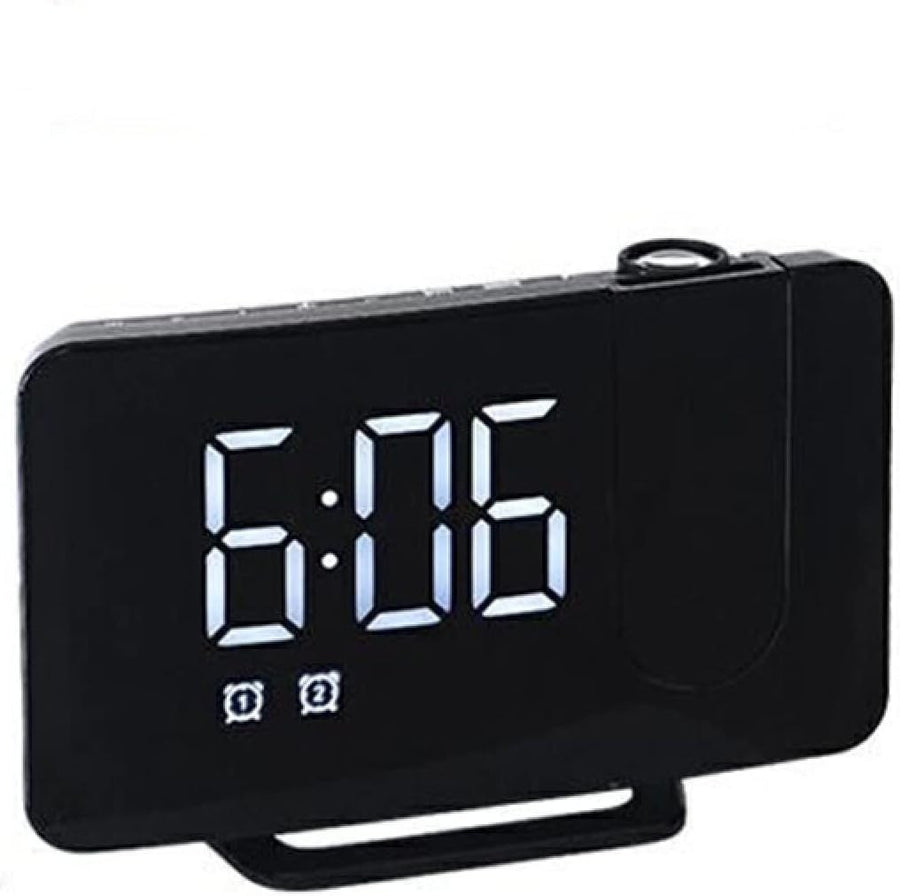 Projection Alarm Clock LED Digital FM Radio Snooze USB Desk Clock White