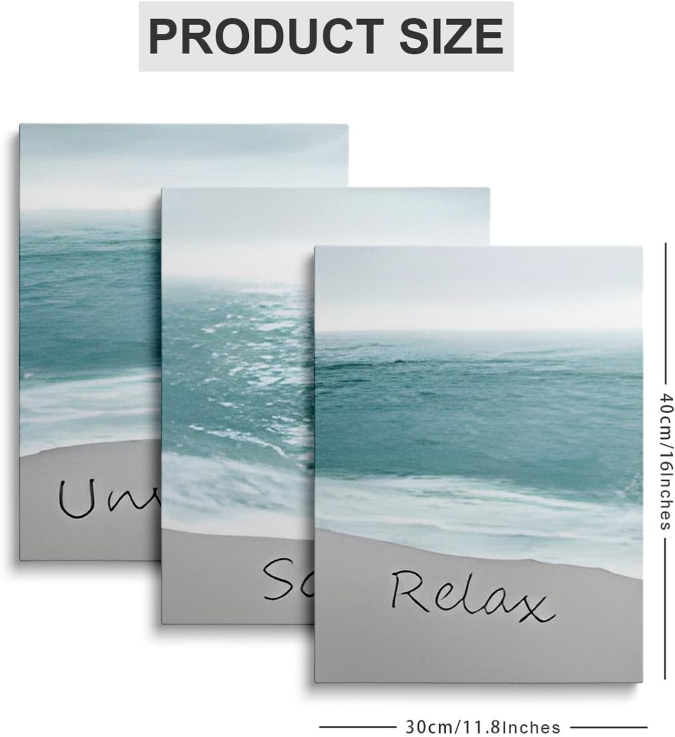 Ocean Beach Wall Art Set of 3 Framed Canvas 30x40cm