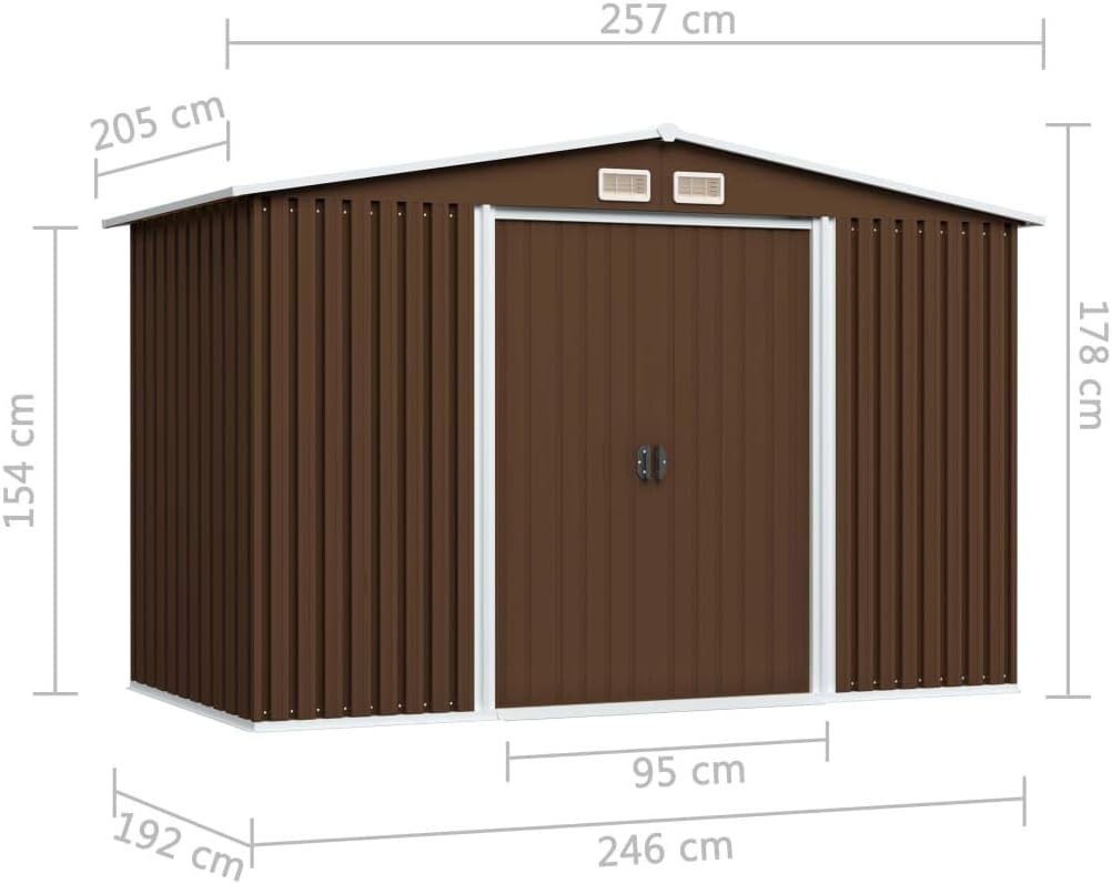 8x6FT Large Metal Garden Shed Outdoor Storage with Sliding Doors & 4 Air Vents