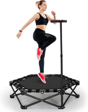150KG Foldable Mini Trampoline Adult Fitness Rebounder Quiet Handle 102cm