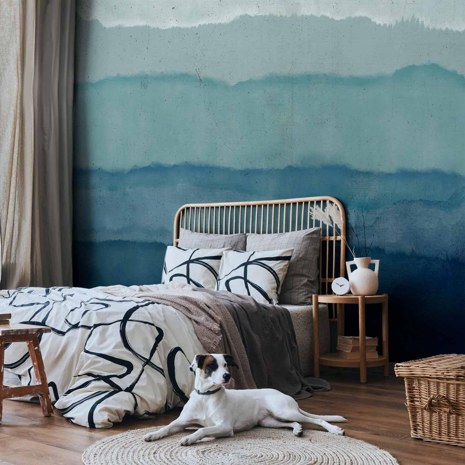 Large Abstract Ocean Wave Wallpaper Blue Grey Modern Wall Mural 400x280cm