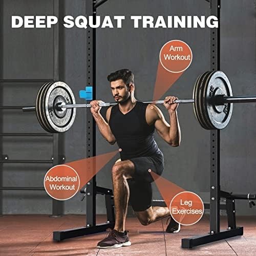 Heavy Duty Power Cage Squat Rack Pull Up Bar Home Gym Black