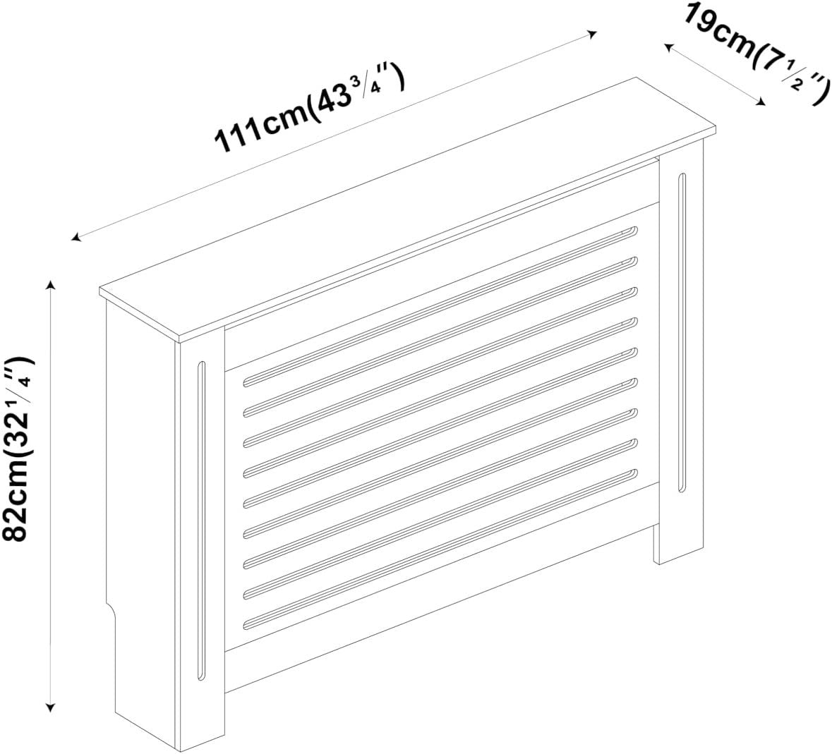 Grey Wooden Radiator Cover MDF Grill Shelf | Medium Modern Heater Cabinet 111cm