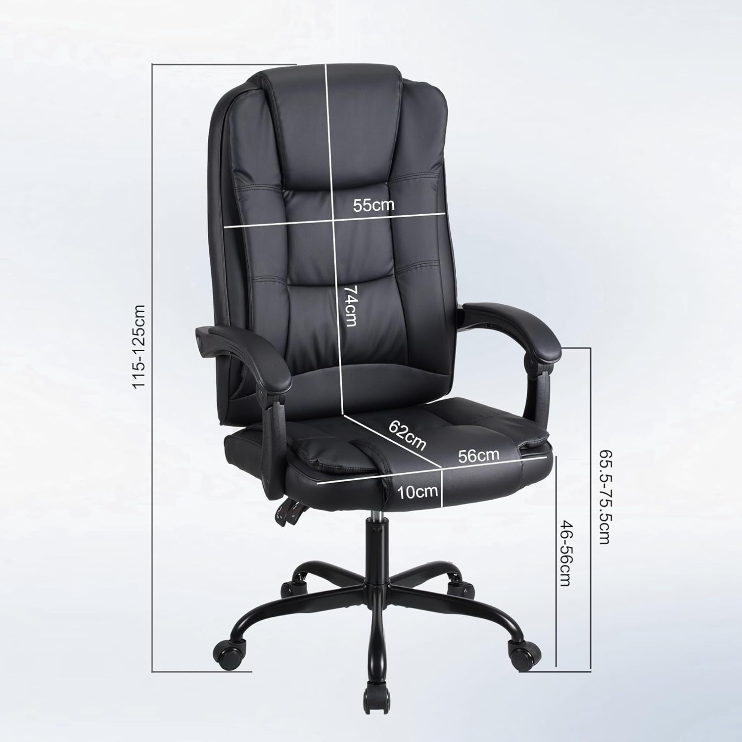 Executive Office Chair Swivel Recliner Ergonomic Headrest Faux Leather Black