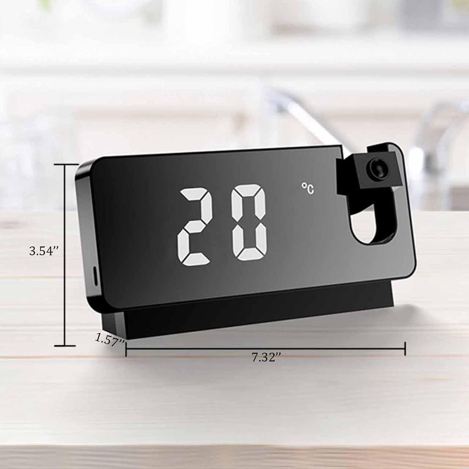 Projection Alarm Clock Radio Digital Mirror LED USB Dual Alarm Bedroom