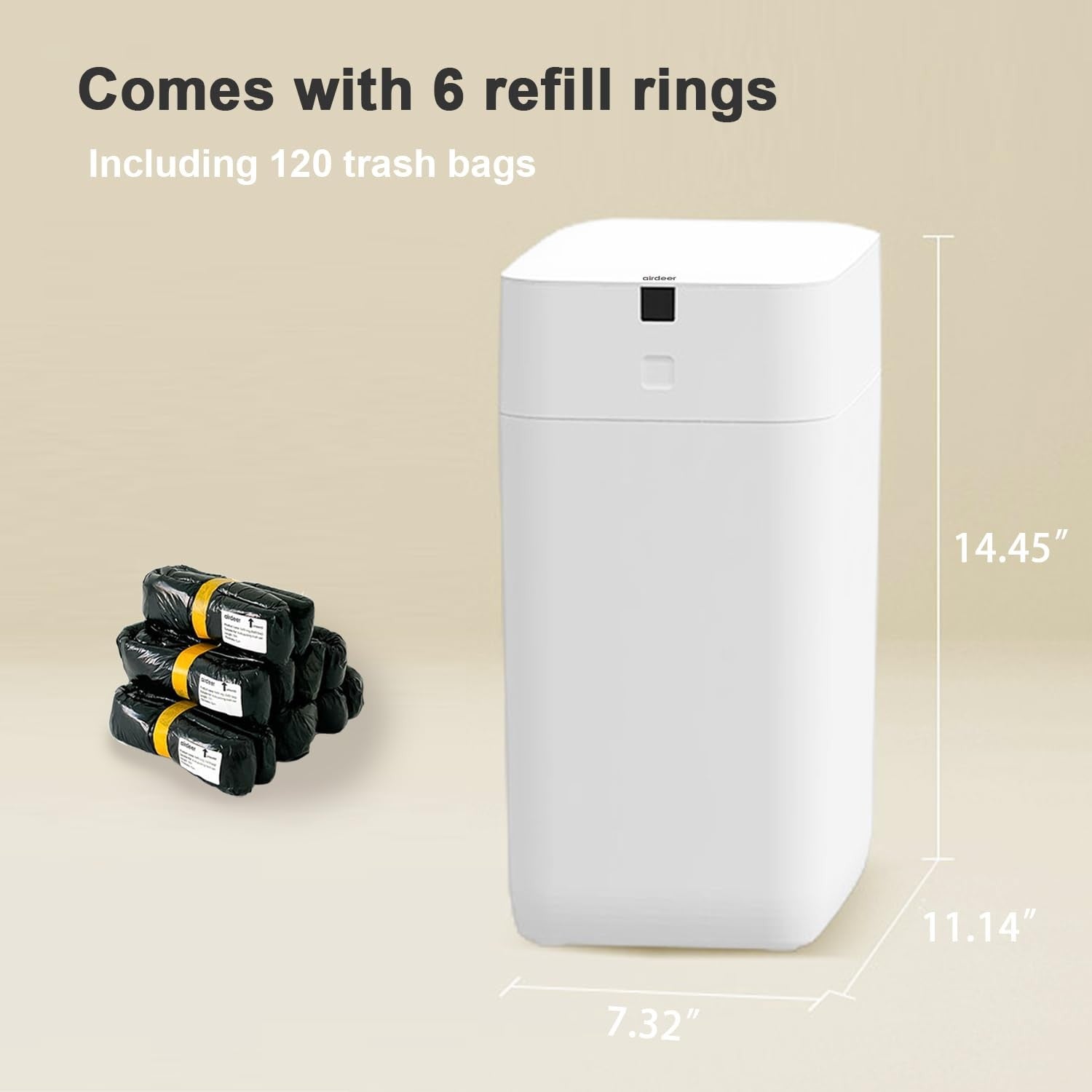 3 Gallon Touchless Smart Trash Can Self-Sealing Automatic Bin