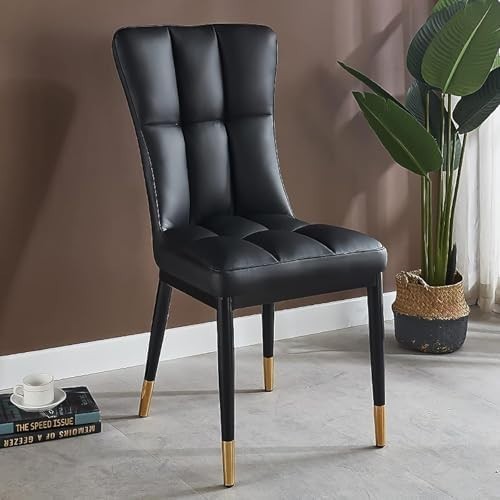 High Back Faux Leather Dining Chairs Set of 2 Modern Padded Accent Seats