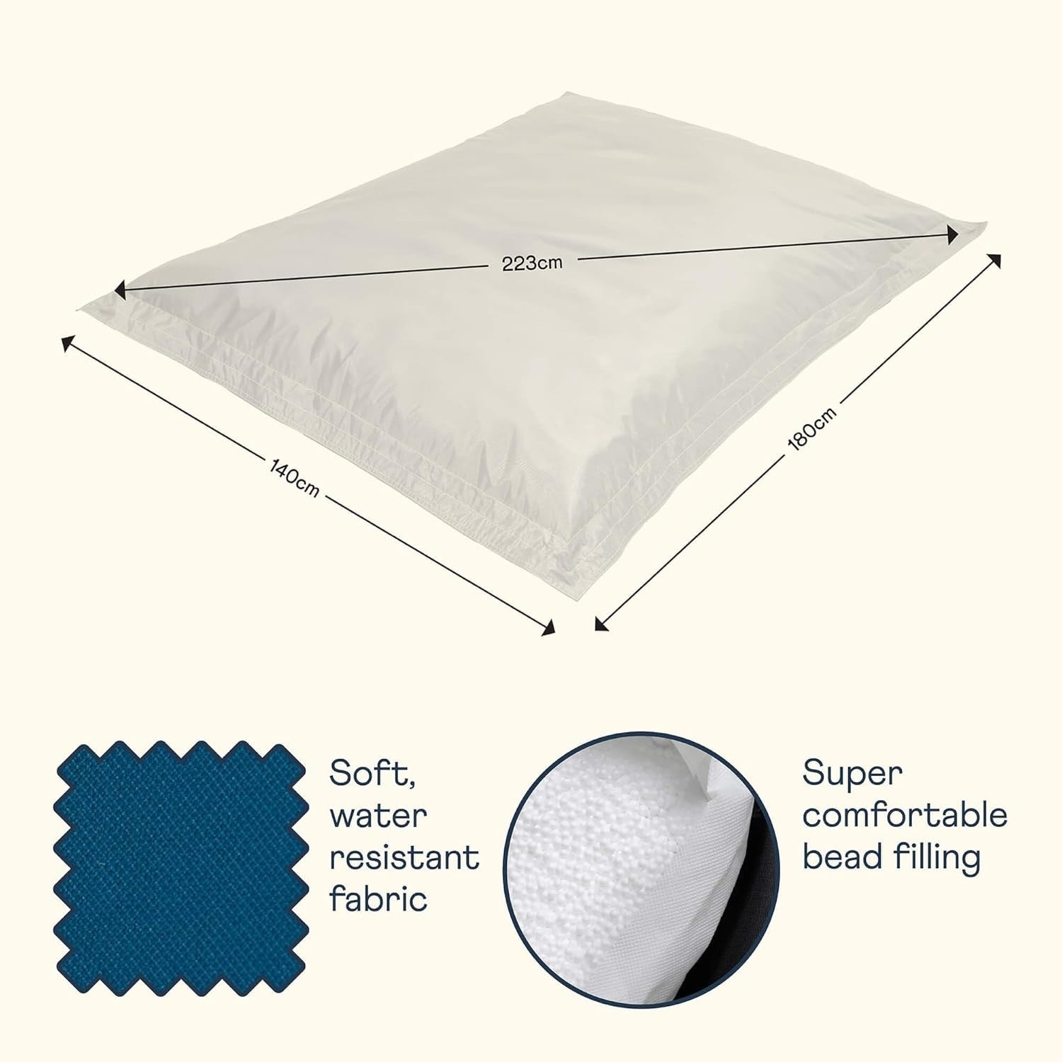 XXL Teal Outdoor Bean Bag Chair Waterproof 180x140cm Garden Floor Seat