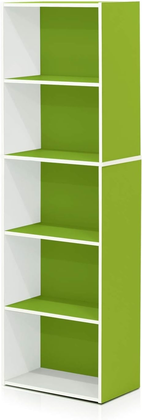 5 Tier Reversible Bookcase Storage Open Shelf Compact Organizer Bookshelf Green
