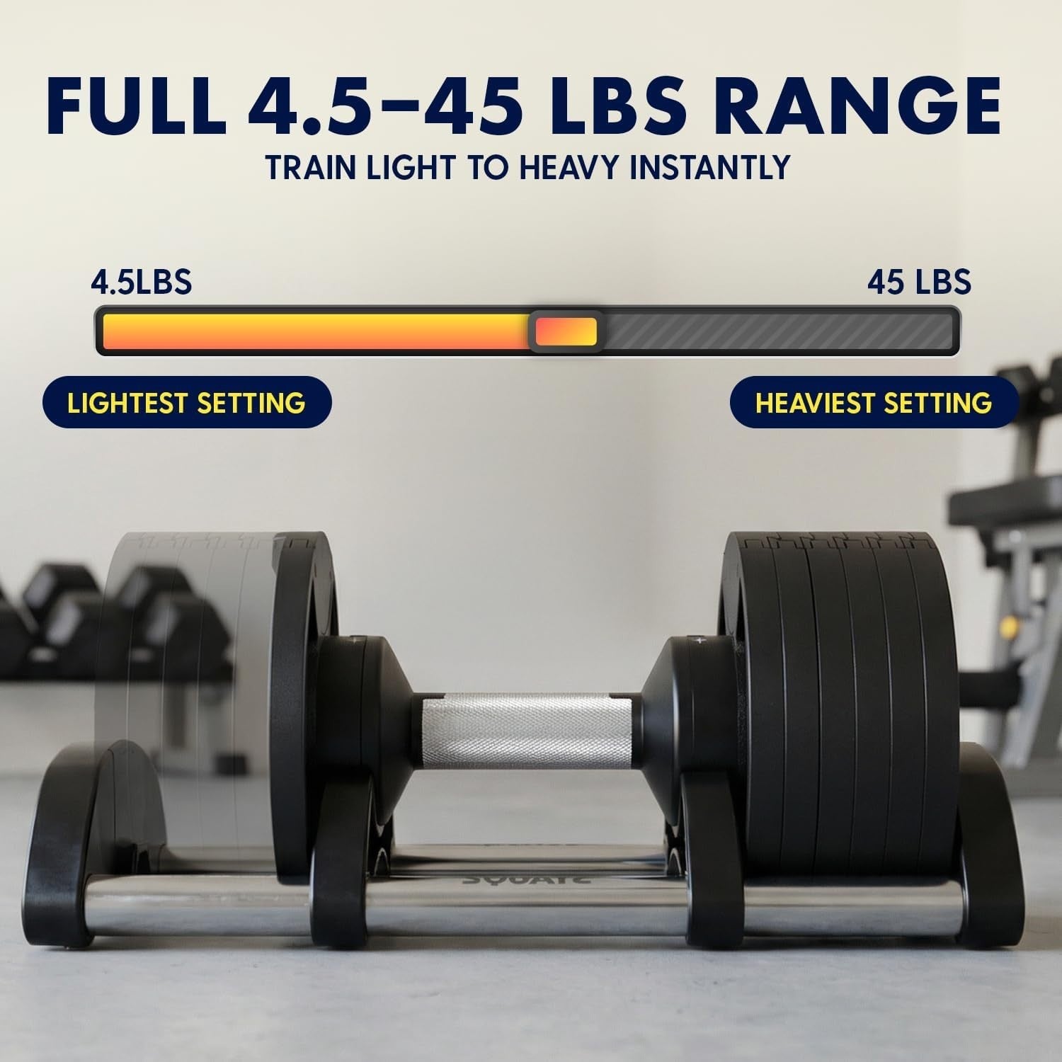 45lb Adjustable Dumbbell Fast Dial Space Saving Non Slip Home Gym