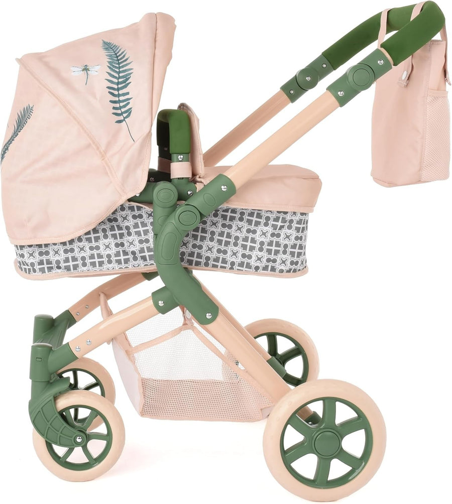 Eco Doll Pram 2-in-1 Carrycot Pushchair Adjustable Handle Basket