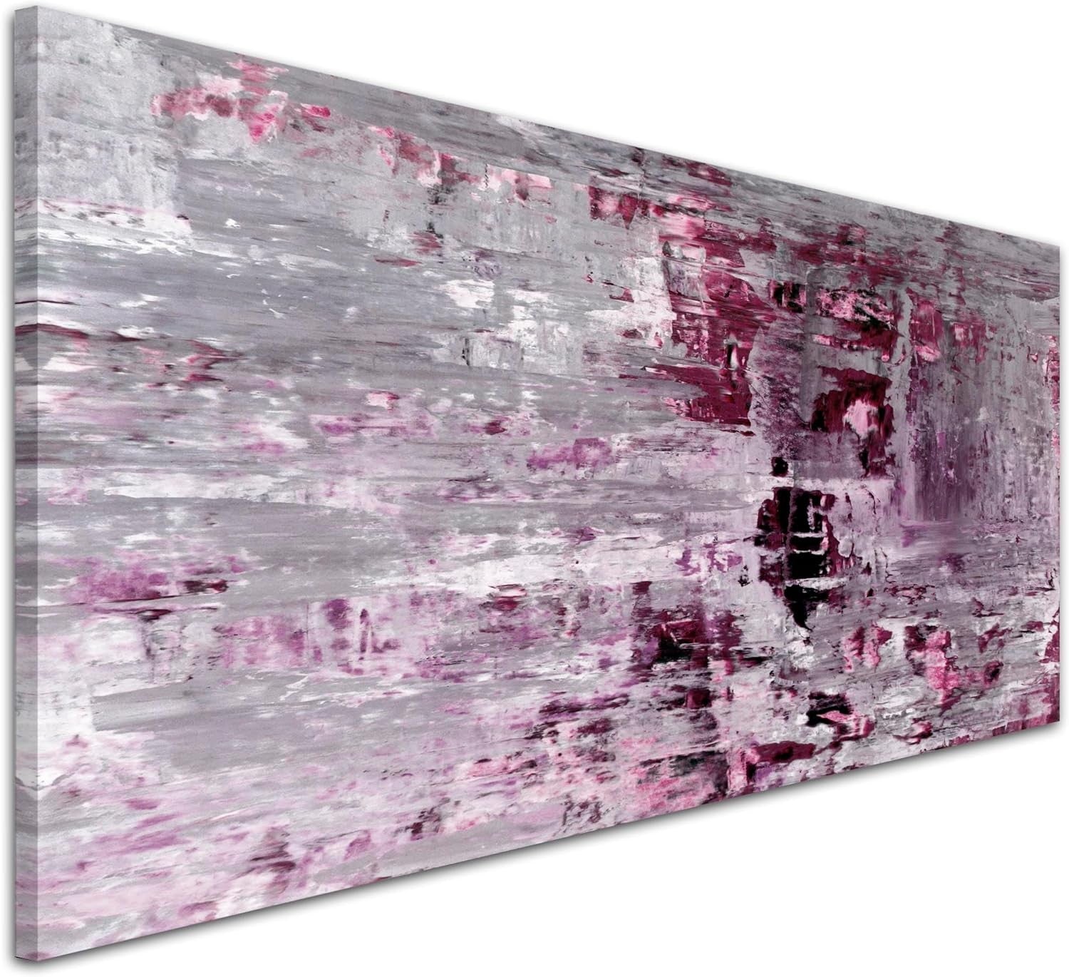 Large Abstract Plum Grey Canvas Wall Art 118x49cm Framed