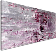 Large Abstract Plum Grey Canvas Wall Art 118x49cm Framed