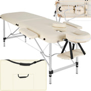 Portable 2 Section Massage Table Foldable Spa Beauty Bed 60cm Adjustable Beige