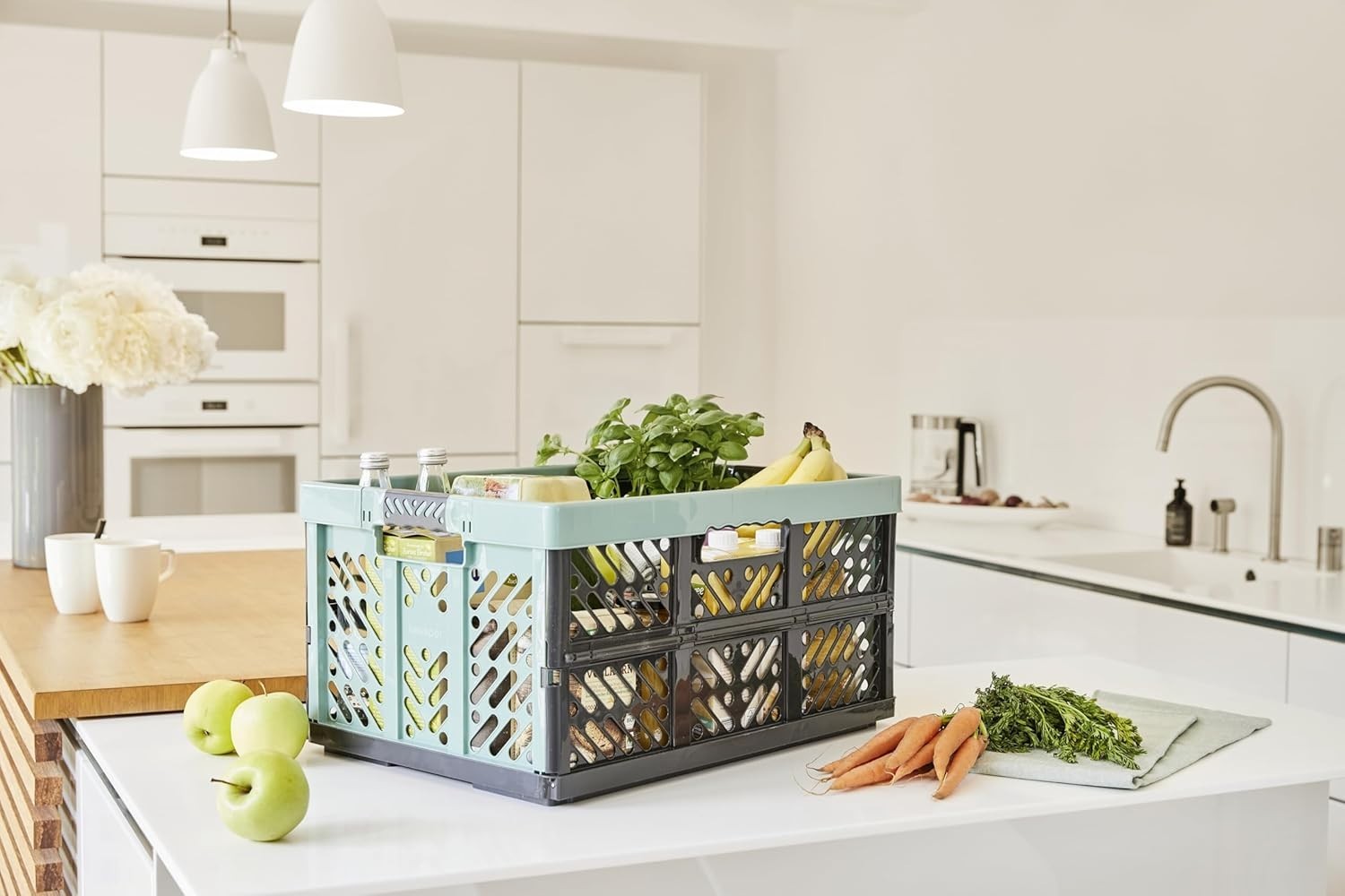 3x 32L Foldable Storage Crates Heavy Duty 30kg Stackable Boxes