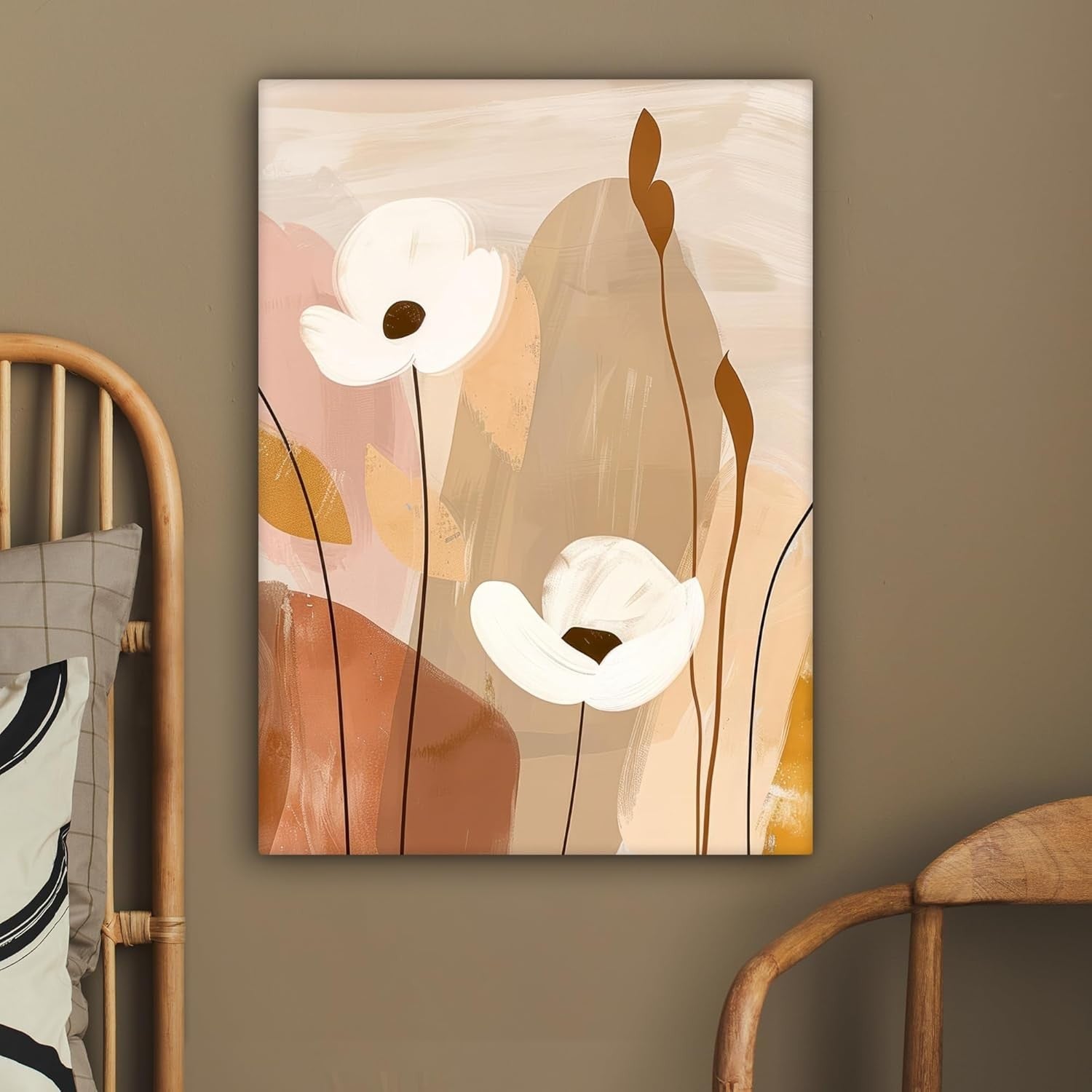 Abstract Flower Canvas Wall Art 50x70cm Framed Modern Decor