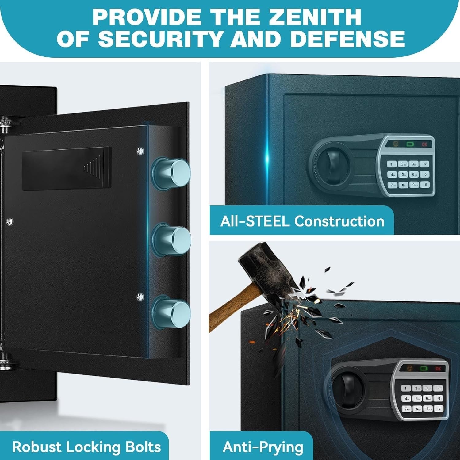 35L Fireproof Safe Box Digital Keypad Security Safe with LED Light