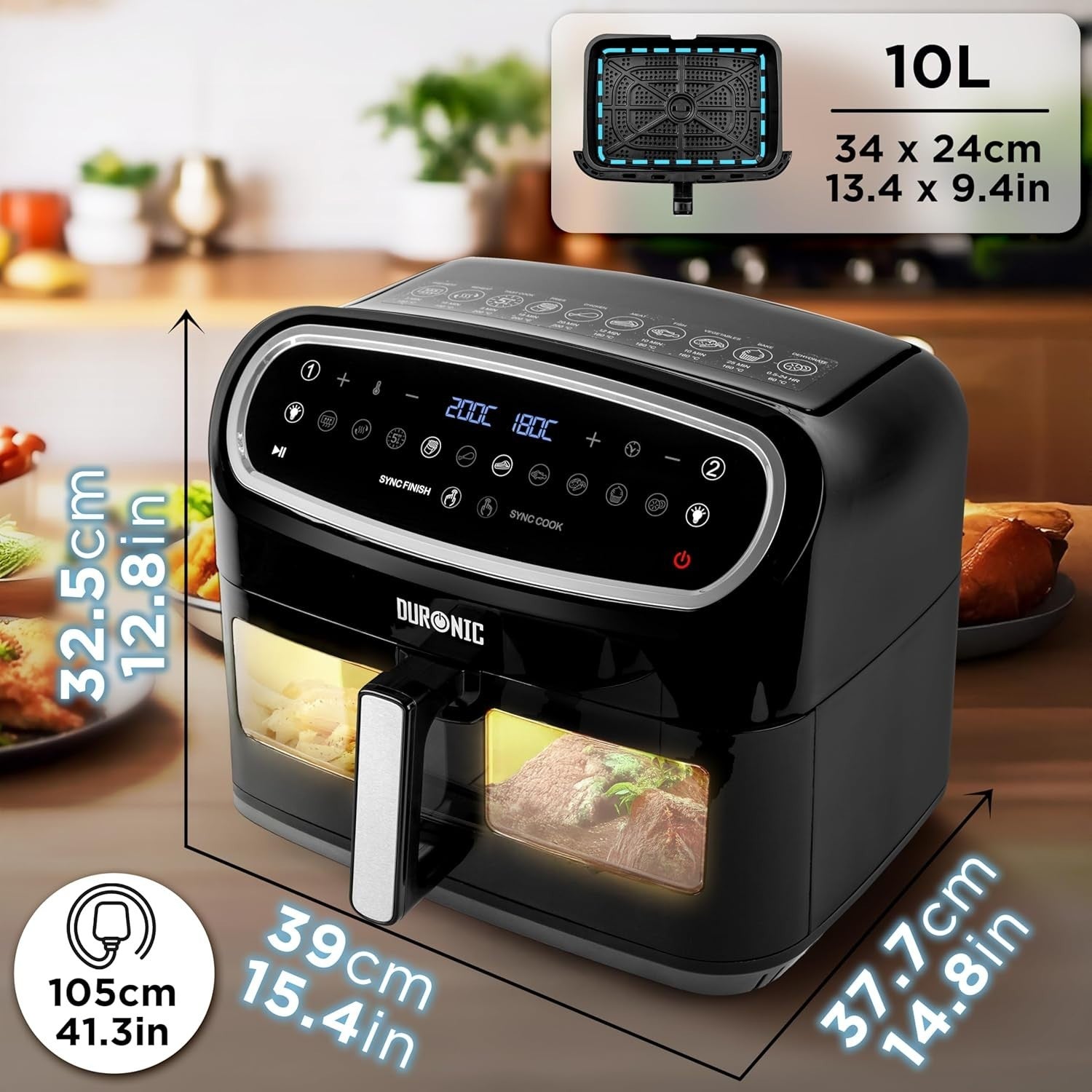 10L XXL Digital Air Fryer | Visual Window, 10 Presets, 2400W, Large Drawer