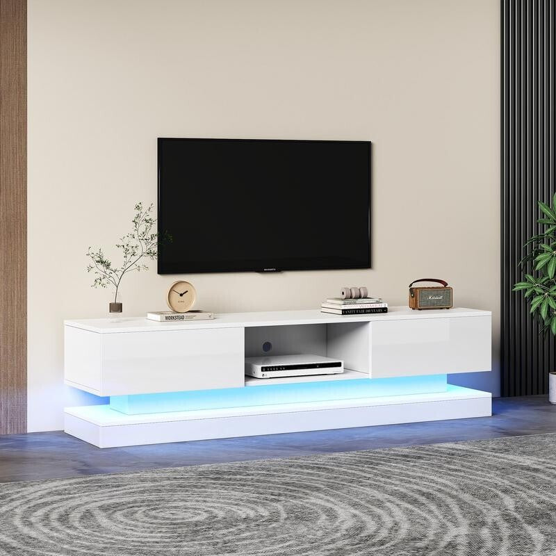 160cm High Gloss TV Stand with RGB LED Lights & Storage for 70–79" TVs